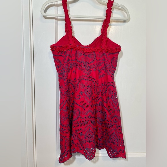 Red & Navy Embroidered Dress - Picture 3 of 5